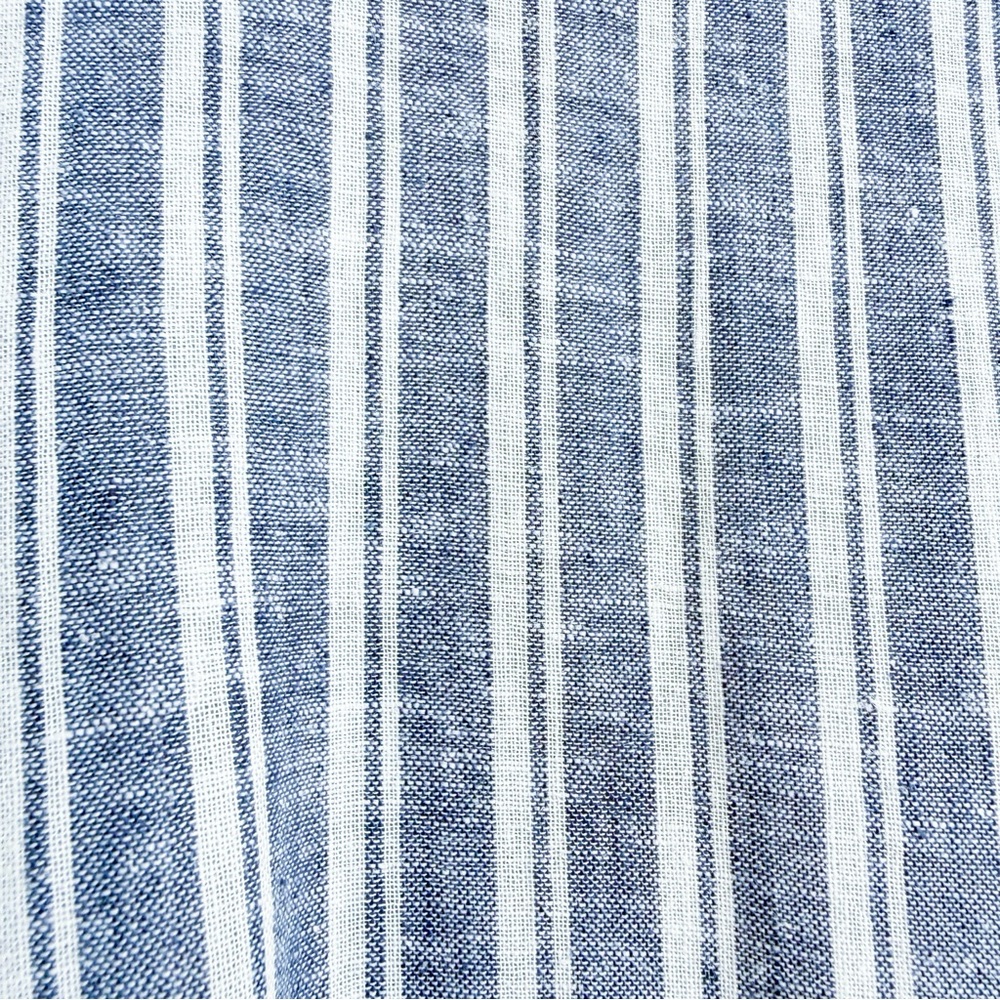 Marine Layer Frances Wrap Dress Blue Stripe White Linen Blend Tie Waist Womens M - Picture 10 of 13